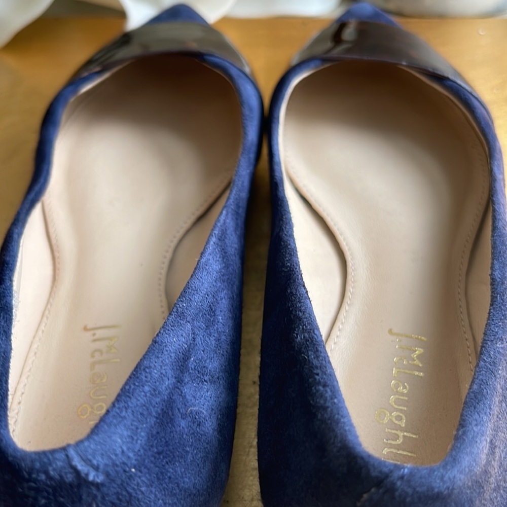 J. McLaughlin Mallory Flats in Navy Suede with Tortoise Shell Detail - Picture 10 of 14